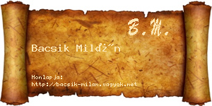 Bacsik Milán névjegykártya